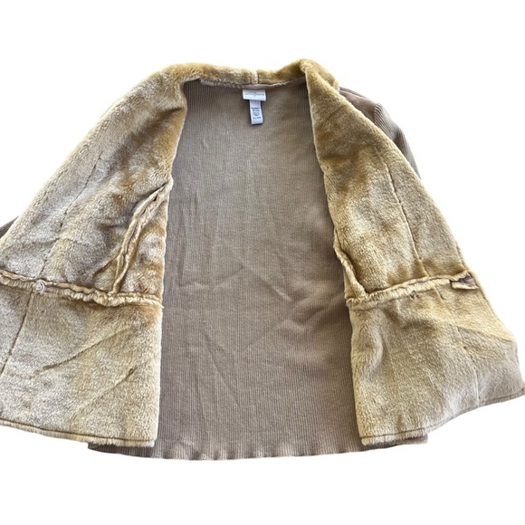Jaclyn Smith Womens Sz XL Tan Faux Fur Collar Suede Front Knit Penny Lane Jacket - Picture 9 of 16